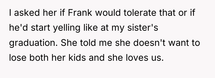 I asked her if Frank would tolerate that or if...