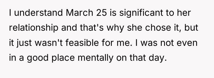 I understand March 25 is significant to her relationship and...