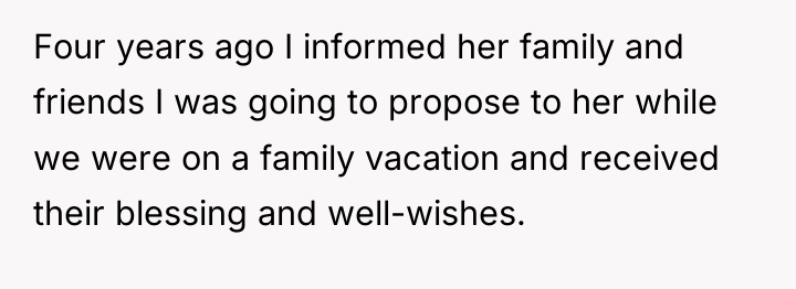 Four years ago I informed her family and friends I...