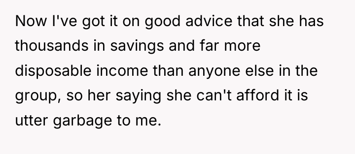 Now I've got it on good advice that she has...
