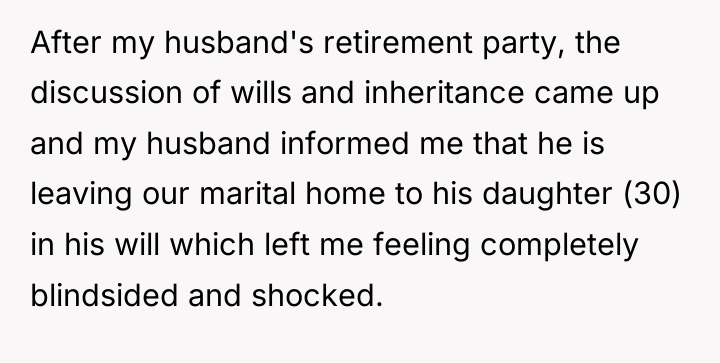 After my husband's retirement party, the discussion of wills and...