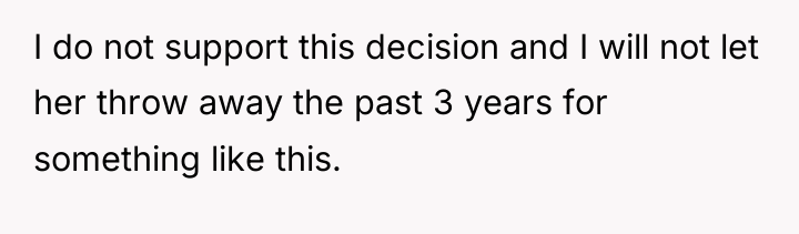 I do not support this decision and I will not...