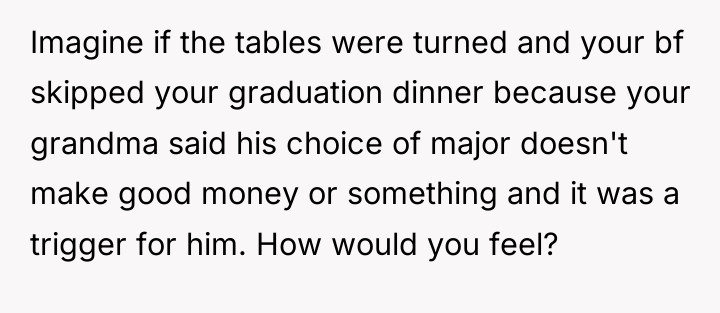 Imagine if the tables were turned and your bf skipped...