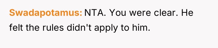 Swadapotamus NTA. You were clear. He felt the rules didn't...