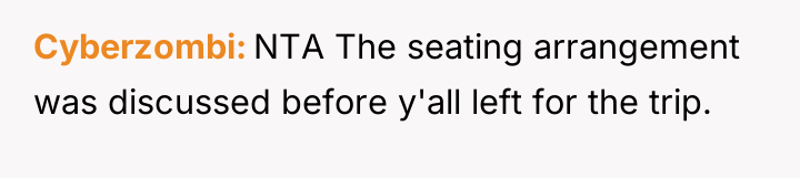 Cyberzombi NTA The seating arrangement was discussed before y'all left...