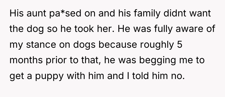His aunt pa*sed on and his family didnt want the...