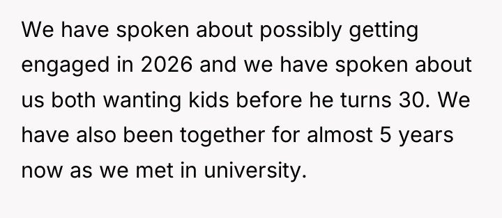 We have spoken about possibly getting engaged in 2026 and...
