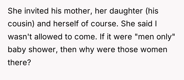 She invited his mother, her daughter (his cousin) and herself...