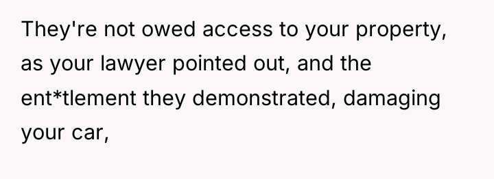 They're not owed access to your property, as your lawyer...