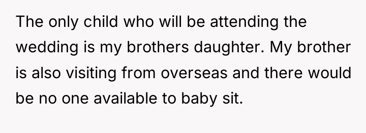 The only child who will be attending the wedding is...