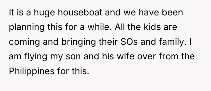 It is a huge houseboat and we have been planning...