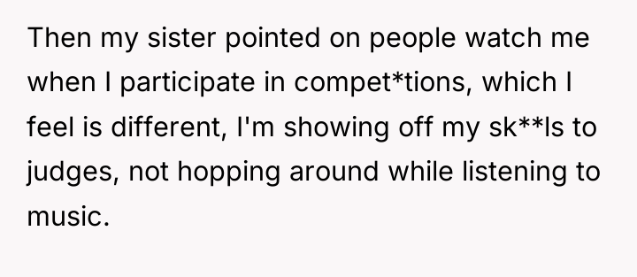 Then my sister pointed on people watch me when I...