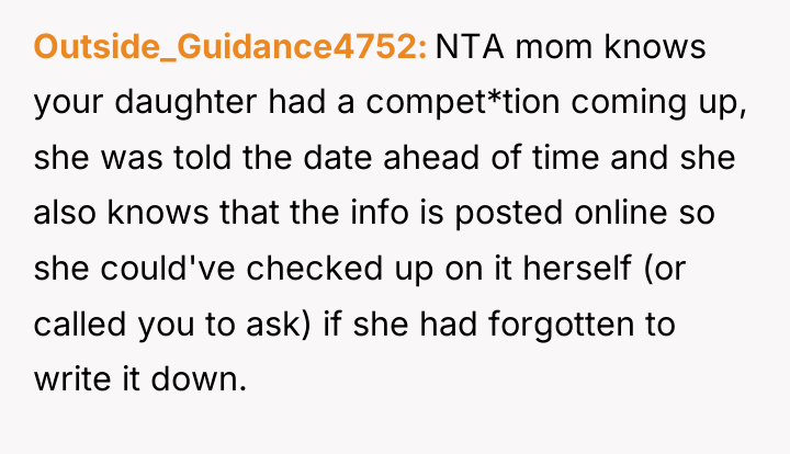 Outside_Guidance4752 NTA mom knows your daughter had a compet*tion coming...