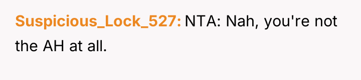 Suspicious_Lock_527 NTA: Nah, you're not the AH at all.