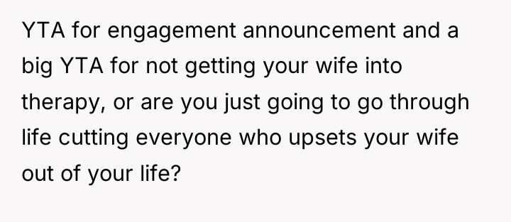 YTA for engagement announcement and a big YTA for not...