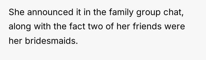She announced it in the family group chat, along with...