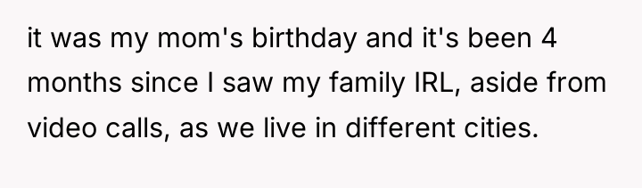 it was my mom's birthday and it's been 4 months...