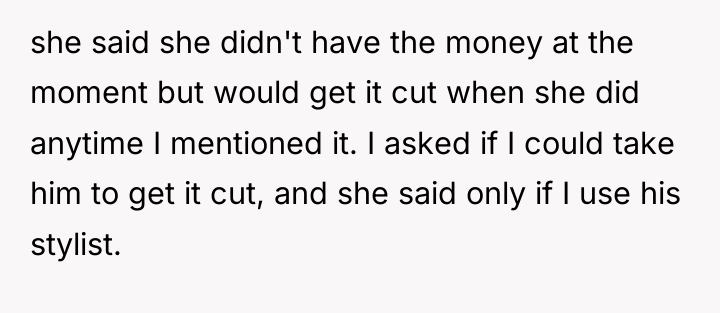 she said she didn't have the money at the moment...