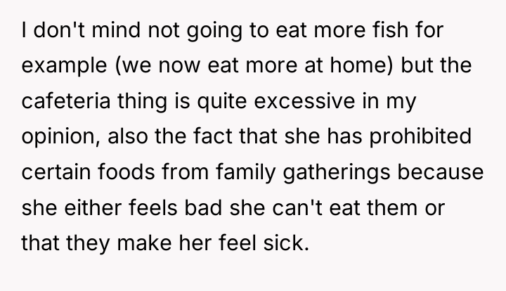 I don't mind not going to eat more fish for...