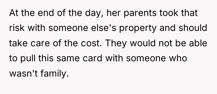 At the end of the day, her parents took that...