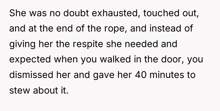 She was no doubt exhausted, touched out, and at the...