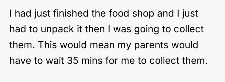 I had just finished the food shop and I just...