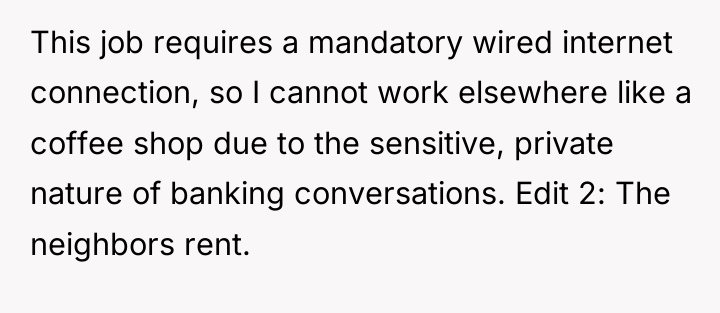 This job requires a mandatory wired internet connection, so I...