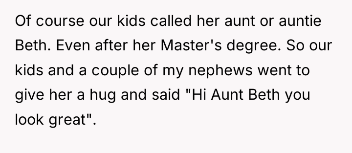 Of course our kids called her aunt or auntie Beth....