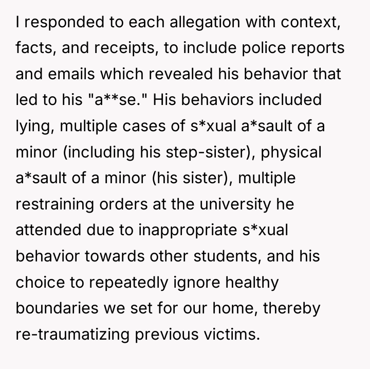 I responded to each allegation with context, facts, and receipts,...
