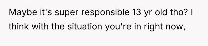 Maybe it's super responsible 13 yr old tho? I think...
