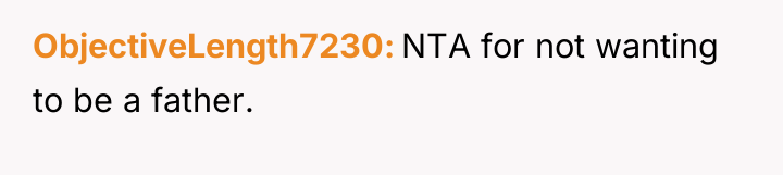ObjectiveLength7230 NTA for not wanting to be a father.