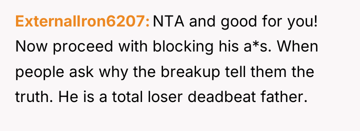 ExternalIron6207 NTA and good for you! Now proceed with blocking...