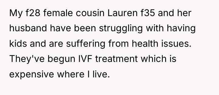My f28 female cousin Lauren f35 and her husband have...