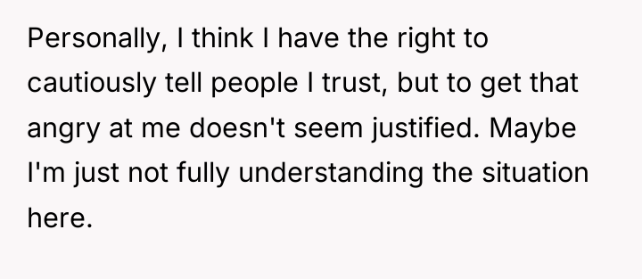 Personally, I think I have the right to cautiously tell...