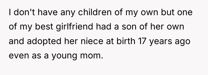 I don't have any children of my own but one...
