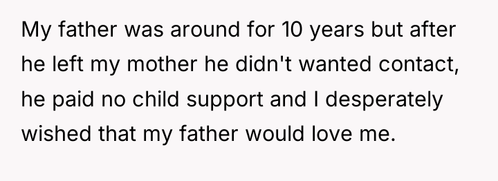 My father was around for 10 years but after he...