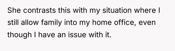 She contrasts this with my situation where I still allow...