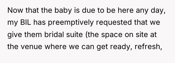 Now that the baby is due to be here any...