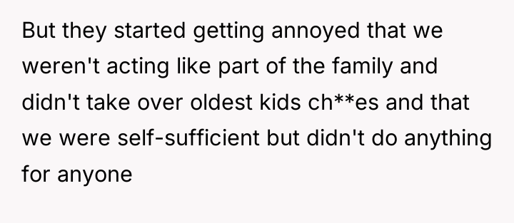 But they started getting annoyed that we weren't acting like...