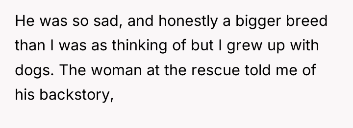 He was so sad, and honestly a bigger breed than...