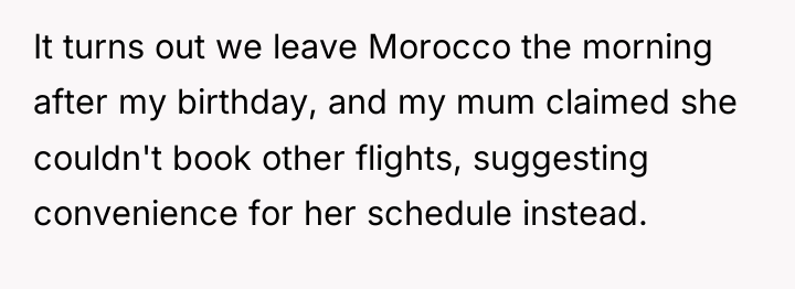 It turns out we leave Morocco the morning after my...