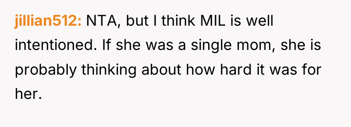 jillian512 NTA, but I think MIL is well intentioned. If...