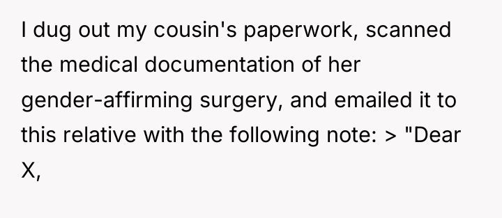 I dug out my cousin's paperwork, scanned the medical documentation...