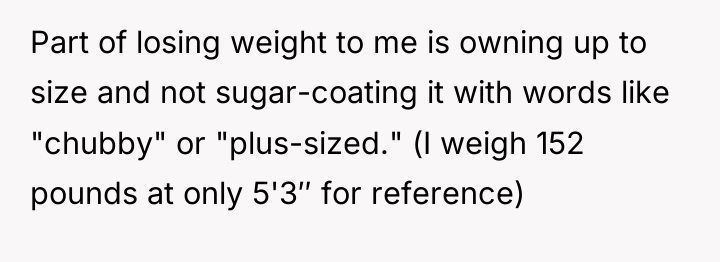 Part of losing weight to me is owning up to...