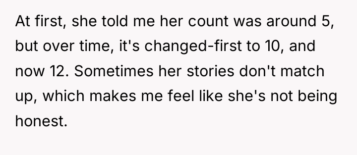 At first, she told me her count was around 5,...
