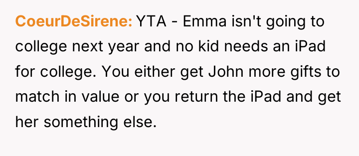CoeurDeSirene YTA - Emma isn't going to college next year...