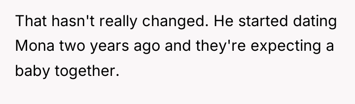 That hasn't really changed. He started dating Mona two years...