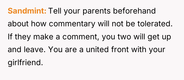 Sandmint Tell your parents beforehand about how commentary will not...