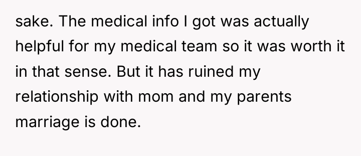 sake. The medical info I got was actually helpful for...