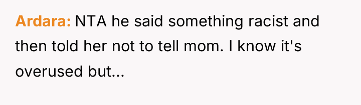 Ardara NTA he said something racist and then told her...